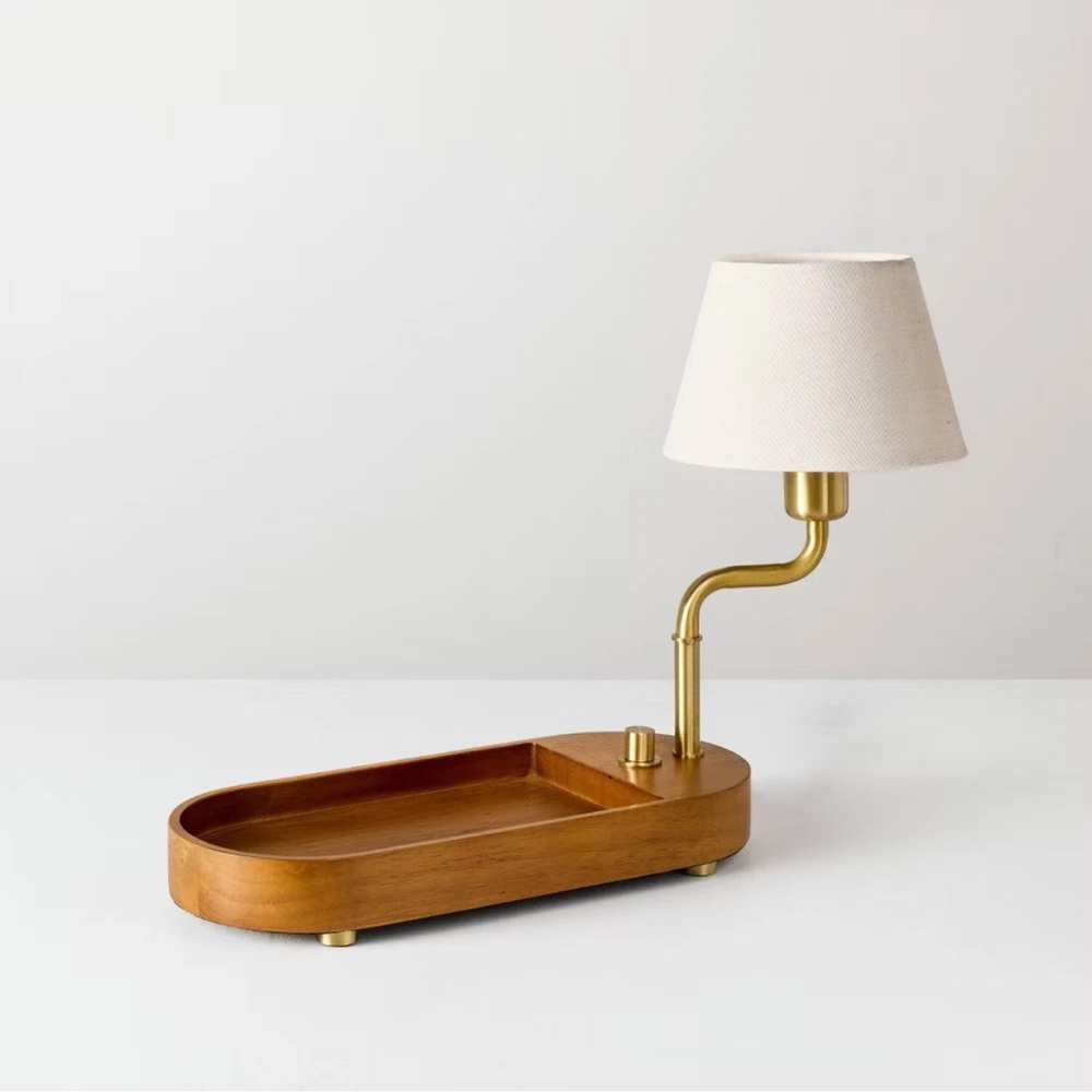 Nwt Swivel Accent Table Lamp with Mid Tone
Wood Tray
